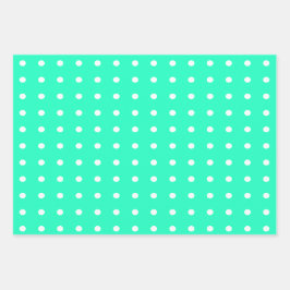 Mint Green und White Polka Dots Geschenkpapier Set