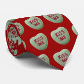 Mint Green Valentine Candy Hearts Maroon Krawatte (Gerollt)