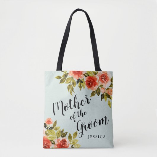 Mint Green Wassercolor Blumenmutter des Raumes Tasche (Vorderseite)