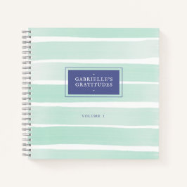 Mint Green Wassercolor Streifen Custom Dankbarkeit Notizblock