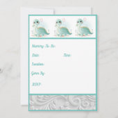 Mint Green Water Baby Dinosaur Dusche Einladung (Rückseite)