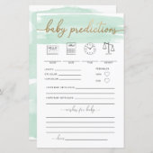 Mint Green Watercolor Baby Predictions Game (Vorne/Hinten)