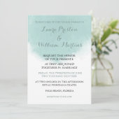 Mint Green Watercolor Einladung zur Hochzeit (Stehend Vorderseite)