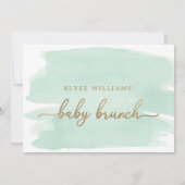 Mint Green Watercolor Gold Baby Brunch Einladung (Rückseite)