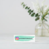 Mint Green Watercolor Instagram Mini Visitenkarte (Stehend Vorderseite)