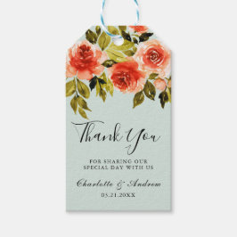 Mint Green Watercolor Rose Hochzeit Vielen Dank Geschenkanhänger