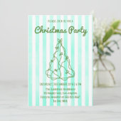 Mint Green Watercolor Stripe Christmas Party Einladung (Stehend Vorderseite)