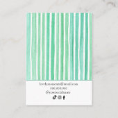 Mint Green Watercolor Stripes Bracelet Display  Visitenkarte (Rückseite)