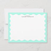 Mint Green Wavy Frame Note Card Einladung (Vorderseite)