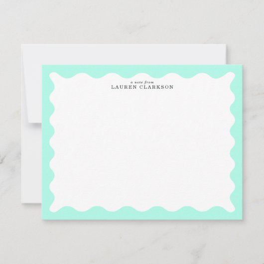 Mint Green Wavy Frame Note Card Einladung (Vorderseite)