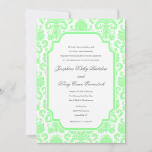 Mint Green Wedding Damask Design individuelle Einl Einladung
