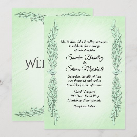 Mint Green Wedding Einladung (Vorne/Hinten)