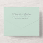 Mint Green Wedding Elegante Calligraphy Script UAW All In One Einladung (Rückseite)