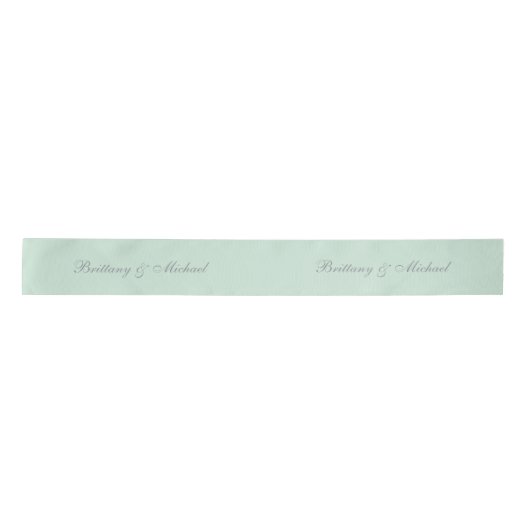 Mint Green Wedding Elegante Kalligrafie-Skript Satinband (Vorderseite)