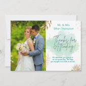 Mint Green Wedding Foto Flat Danke Karte (Vorderseite)