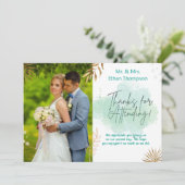 Mint Green Wedding Foto Flat Danke Karte (Stehend Vorderseite)