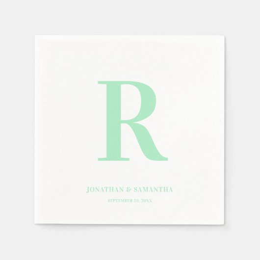 Mint Green Wedding Monogram Modern Serviette (Vorderseite)