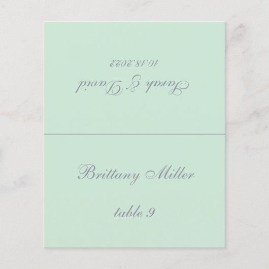Mint Green Wedding Platzkarte - Gast Name (Vorderseite)