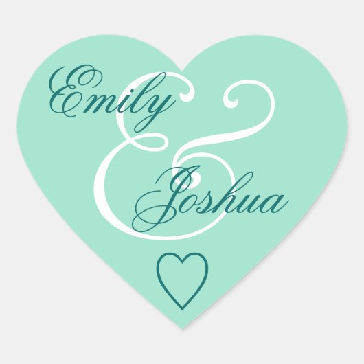 Mint Green Wedding Umschlag Aufkleber Bride Groom  (Vorderseite)