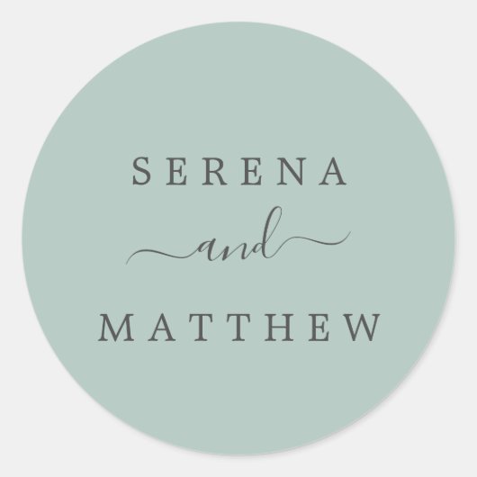 Mint Green Wedding Umschlag Aufklebers Runder Aufkleber (Vorderseite)