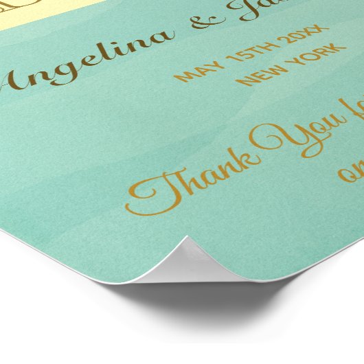 Mint Green Welcome Wedding Poster (Ecke)