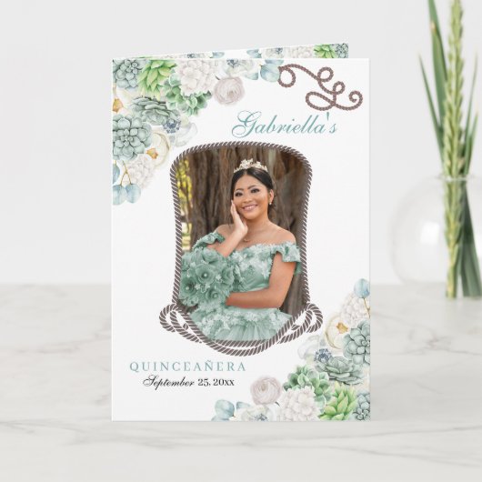 Mint Green Western Charro Quinceañera Programm (Vorderseite)