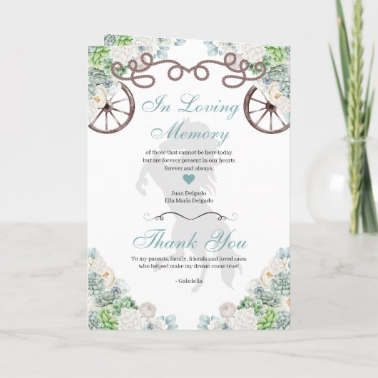 Mint Green Western Charro Quinceañera Programm (Rückseite)