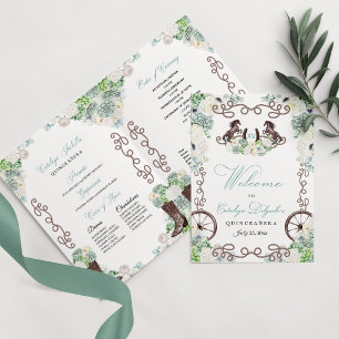 Mint Green Western Charro Quinceañera Programm
