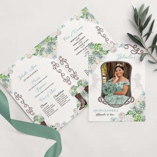 Mint Green Western Charro Quinceañera Programm
