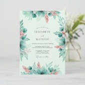 Mint Green Whimsical Spring Wedding Einladung (Stehend Vorderseite)
