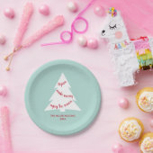 Mint Green White Christmas Tree Name Holiday Party Pappteller (Party)