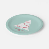 Mint Green White Christmas Tree Name Holiday Party Pappteller (Schrägansicht)