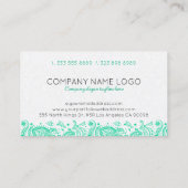 Mint-Green & White Floral Paisley Lace Visitenkarte (Rückseite)