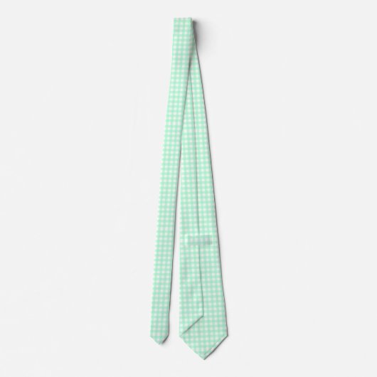 Mint Green & White Gingham Pattern Neck Tie Krawatte (Rückseite)