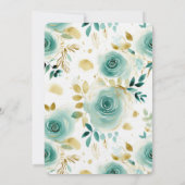 Mint Green White Gold Rose Hochzeit Einladung (Rückseite)