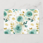 Mint Green White Gold Rose Wedding RSVP Begleitkarte (Rückseite)