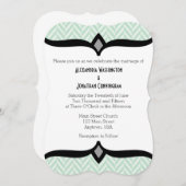Mint Green White Herringbone Hochzeitseinladung Einladung (Vorne/Hinten)