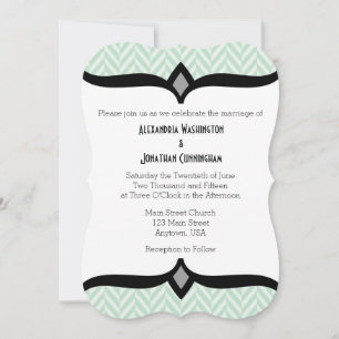 Mint Green White Herringbone Hochzeitseinladung Einladung