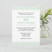 Mint Green White Herringbone Hochzeitseinladung Einladung (Stehend Vorderseite)