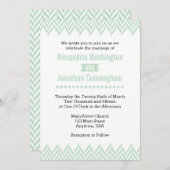 Mint Green White Herringbone Hochzeitseinladung Einladung (Vorne/Hinten)