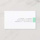 Mint Green White Modern Handgeschriebener Skriptna Visitenkarte (Rückseite)