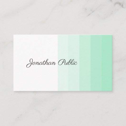 Mint Green White Modern Trendy Handwriting Script Visitenkarte (Vorderseite)