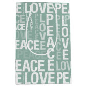 Mint Green White Peace Love Christmas Mittlere Geschenktüte (Vorderseite)