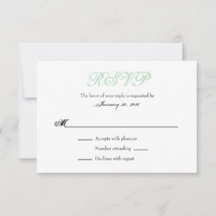 Mint Green White Schlicht Simple Wedding RSVP Card Karte