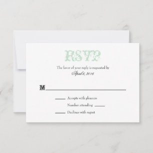 Mint Green White Schlicht Simple Wedding RSVP Card Karte