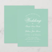 Mint Green White Script Budget Einladung Hochzeit (Vorne/Hinten)