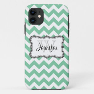 Mint Green & White Trendy Zickzack Muster iPhone 5 Case-Mate iPhone Hülle