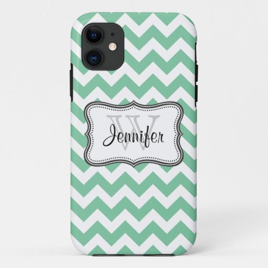 Mint Green & White Trendy Zickzack Muster iPhone 5 Case-Mate iPhone Hülle (Rückseite)