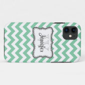 Mint Green & White Trendy Zickzack Muster iPhone 5 Case-Mate iPhone Hülle (Rückseite (Horizontal))