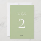 Mint Green & Whitel Script Wedding Tischnummer (Rückseite)